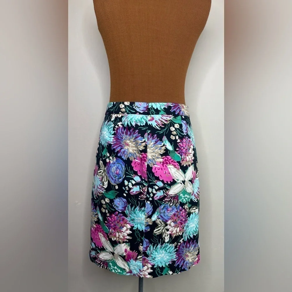 J Crew Skirt Floral Cotton Blend Pencil Skirt Size 4